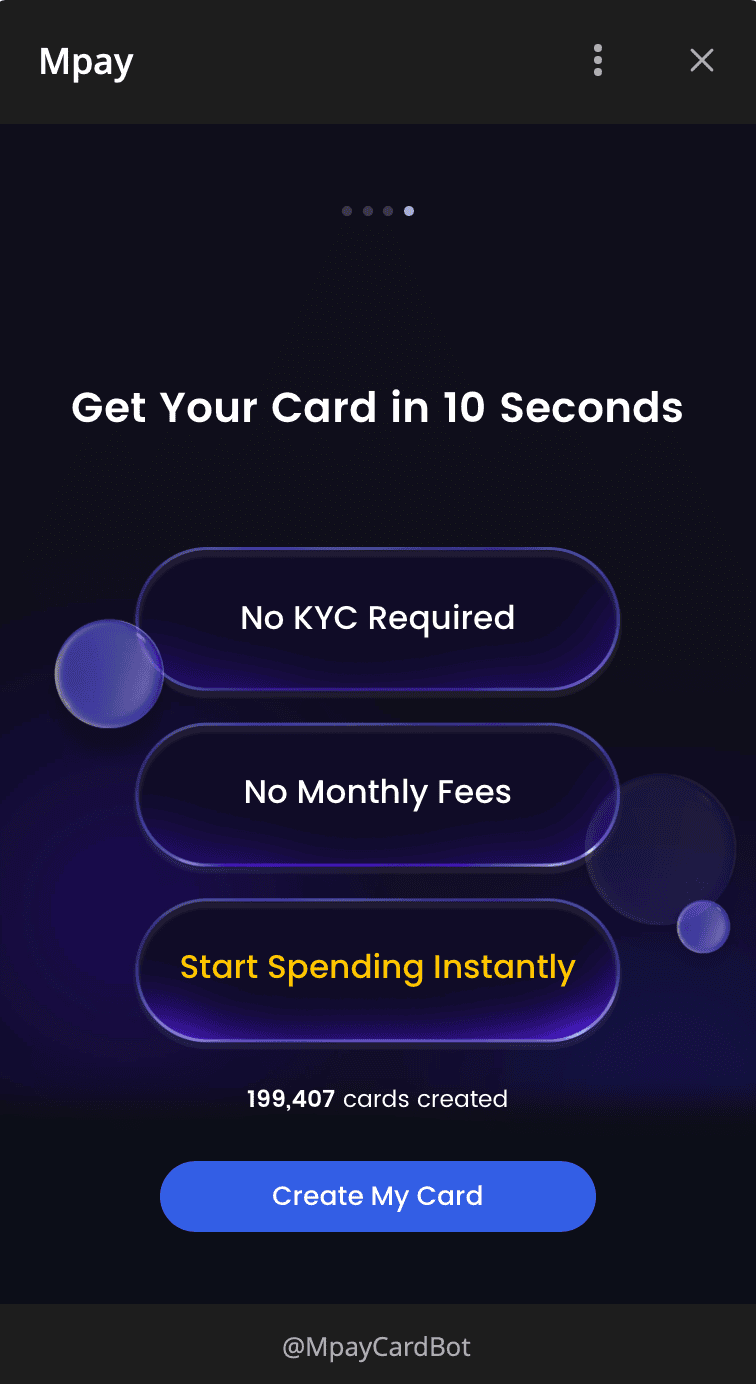 صفحه Create My Card در MPay با تأکید بر صدور کارت بدون احراز هویت