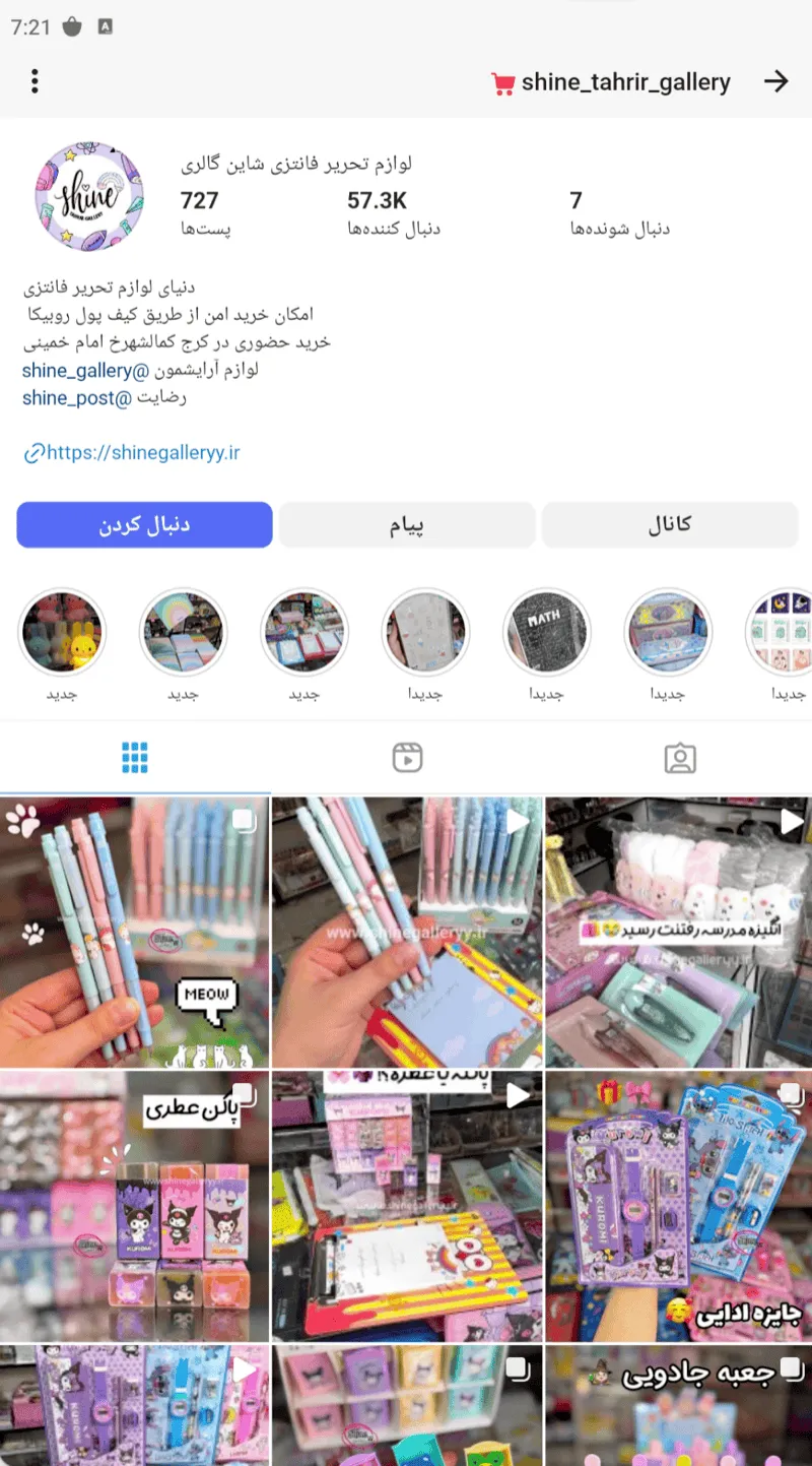 نمونه پیج فروشگاهی در روبینو با محصولات چیدهشده