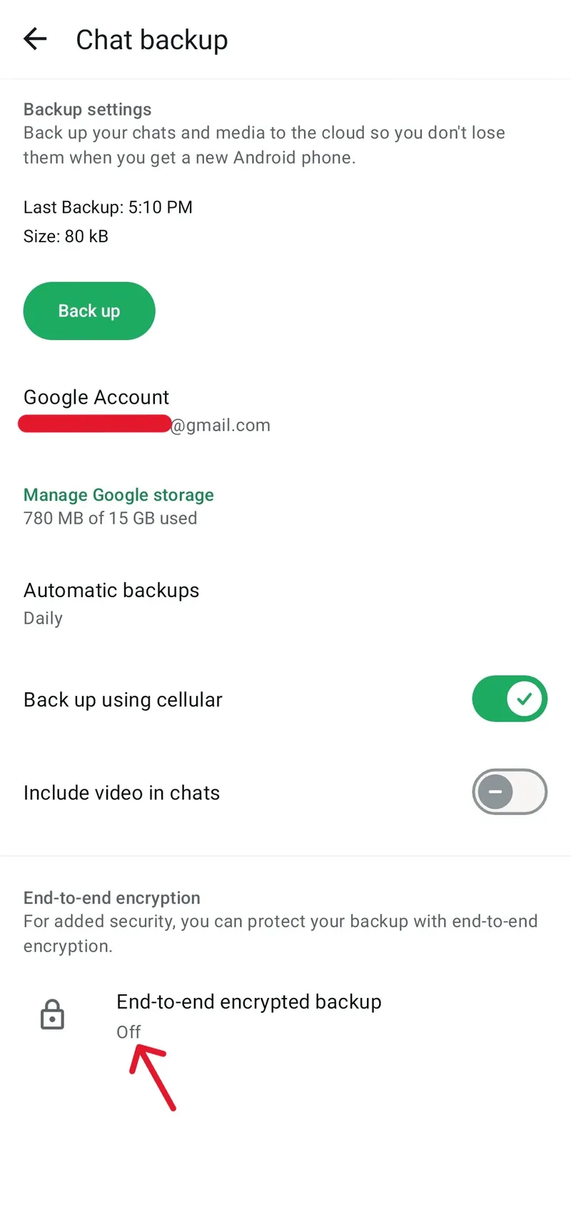 فعال سازی بکاپ رمزگذاری شده واتساپ